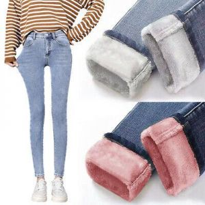 Women Denim Jeans Warm Plush Velvet Fleece Slim Leggings Jeggings Pants Outwear