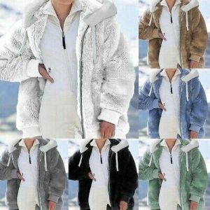Hoodie Coat Jacket Ladies Outwear Warm Fleece Winter Women Casual 2022