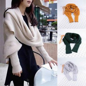 Scarf Knitted Women Scarves Wrap Warm Shawl with Sleeve Winter Tops Sweater